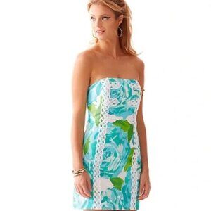 Lilly Pulitzer Tansy Print Strapless Dress, Size 4, EUC